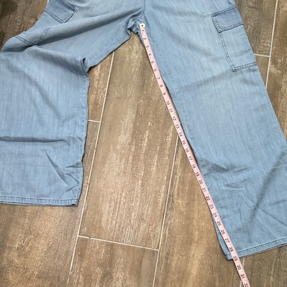 Women's Light Blue Wide Leg Cargo Pants - Picture 7 of 10